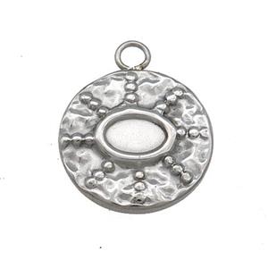 Raw Stainless Steel Eye Charms Pendant Circle, approx 16mm