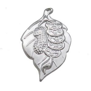 Raw Stainless Steel Leaf Charms Pendant Peanut, approx 15-23mm
