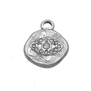 Raw Stainless Steel Eye Charms Pendant Pave Rhinestone, approx 12.5mm