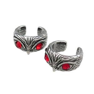 Stainless Steel Clip Earrings Pave Rhinestone Eagle Antique Silver, approx 13-15mm