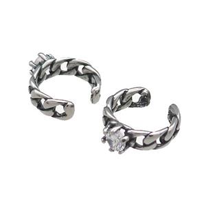 Stainless Steel Clip Earrings Pave Rhinestone Antique Silver, approx 13-15mm