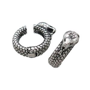 Stainless Steel Clip Earrings Snake Antique Silver, approx 13-15mm