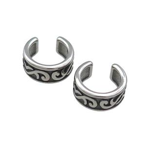 Stainless Steel Clip Earrings Antique Silver, approx 13-15mm