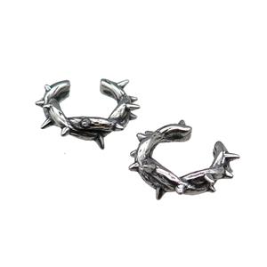 Stainless Steel Clip Earrings Spike Antique Silver, approx 13-15mm