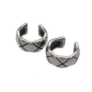 Stainless Steel Clip Earrings Snakeskin Antique Silver, approx 13-15mm