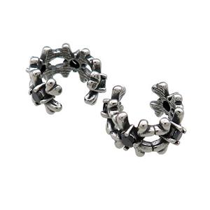 Stainless Steel Clip Earrings Pave Rhinestone Antique Silver, approx 13-15mm