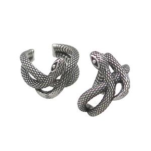 Stainless Steel Clip Earrings Snake Antique Silver, approx 13-15mm