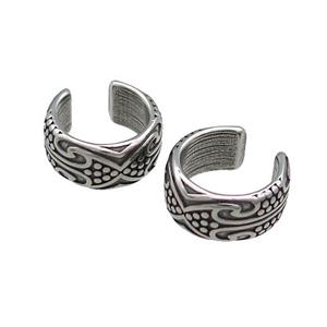Stainless Steel Clip Earrings Antique Silver, approx 13-15mm