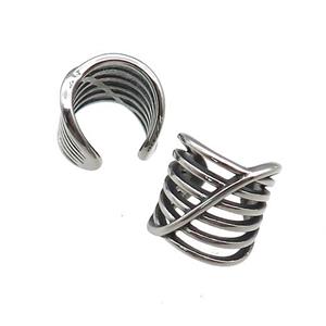 Stainless Steel Clip Earrings Antique Silver, approx 12-13mm