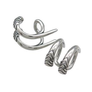Stainless Steel Clip Earrings Antique Silver, approx 14-21mm