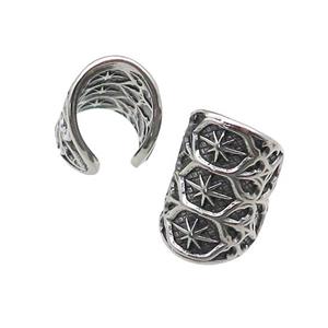 Stainless Steel Clip Earrings Northstar Antique Silver, approx 19mm, 13mm