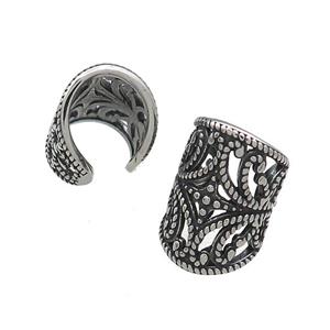 Stainless Steel Clip Earrings Antique Silver, approx 20mm, 13mm