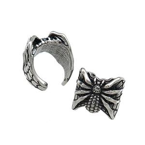 Stainless Steel Clip Earrings Spider Antique Silver, approx 12mm, 13mm