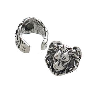 Stainless Steel Clip Earrings Lion Antique Silver, approx 13-14mm