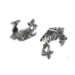 Stainless Steel Clip Earrings Leaf Antique Silver, approx 20mm, 13mm