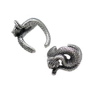 Stainless Steel Clip Earrings Snake Antique Silver, approx 11mm, 16mm