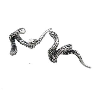 Stainless Steel Clip Earrings Snake Antique Silver, approx 30mm, 15mm