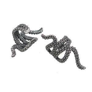 Stainless Steel Clip Earrings Snake Antique Silver, approx 30mm, 15mm