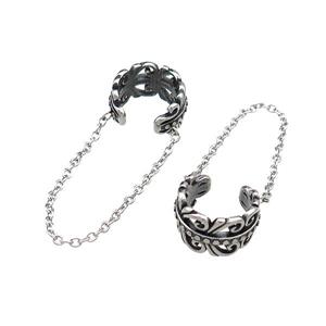 Stainless Steel Clip Earrings Antique Silver, approx 13.5mm, 50mm length