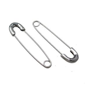 Stainless Steel Safety Pins Antique Silver, approx 6-8mm, 40mm