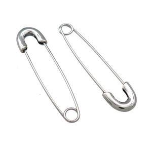Stainless Steel Safety Pins Antique Silver, approx 9-13mm, 40mm