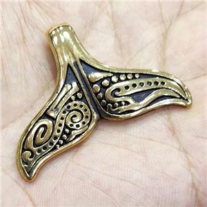 Stainless Steel Pendant Shark-tail Antique Gold, approx 34-48mm