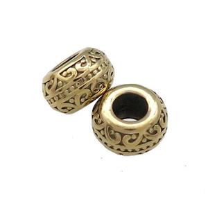 Stainless Steel Rondelle Beads Large Hole Gold Plated, approx 8-12mm, 5mm hole