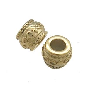 Stainless Steel Rondelle Beads Large Hole Gold Plated, approx 9-12mm, 6mm hole