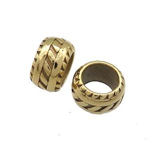 Stainless Steel Rondelle Beads Large Hole Gold Plated, approx 12.5mm, 8mm hole