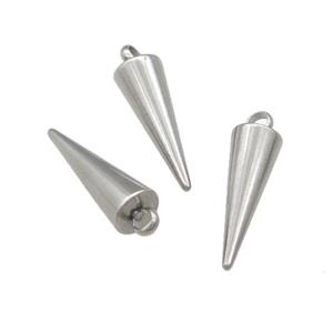 Raw Stainless Steel Bullet Pendulum Pendant, approx 5-18mm