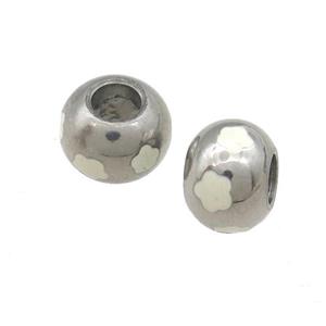 Raw Stainless Steel Rondelle Beads Large Hole Enamel Flower, approx 10mm, 4mm hole