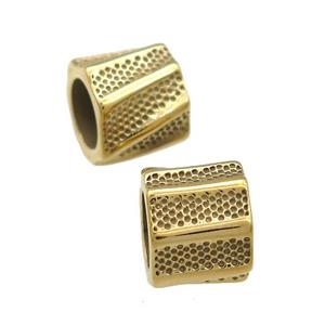 Stainless Steel Tube Beads Gold Plated, approx 10-12mm, 8mm hole