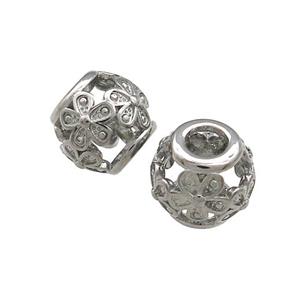 Raw Titanium Steel Round Beads Large Hole Hollow, approx 9-11mm, 4mm hole