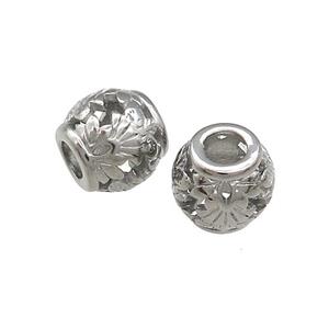 Raw Titanium Steel Barrel Beads Large Hole Hollow , approx 9-10mm, 4mm hole