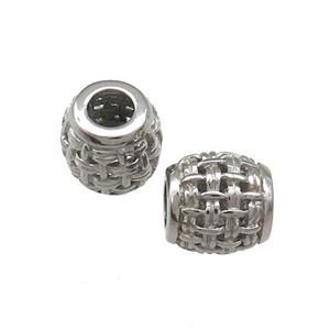 Raw Titanium Steel Barrel Beads Large Hole Hollow, approx 9mm, 4mm hole