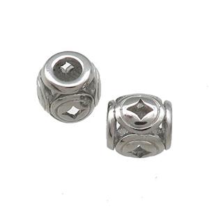 Raw Titanium Steel Barrel Beads Star Large Hole Hollow, approx 9mm, 4mm hole