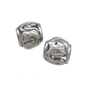 Raw Steel Barrel Beads Large Hole Hollow, approx 9mm, 4mm hole