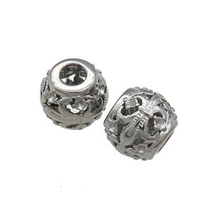 Raw Titanium Steel Round Beads Large Hole Hollow, approx 9-10mm, 4mm hole