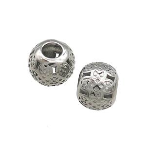 Raw Titanium Steel Round Beads Large Hole Hollow, approx 8-9.5mm, 4mm hole