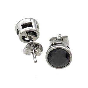Raw Stainless Steel Stud Earring Pave Rhinestone, approx 8.5mm