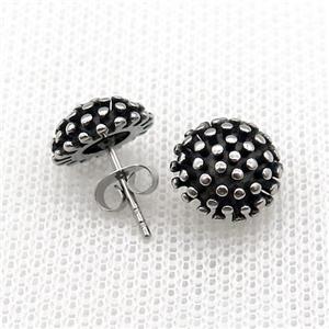 Stainless Steel Stud Earring Sunflower Antique Silver, approx 11mm