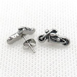 Stainless Steel Stud Earring Motorcycle Antique Silver, approx 7-15mm