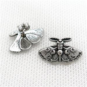 Stainless Steel Stud Earring Butterfly Antique Silver, approx 14.5-23mm