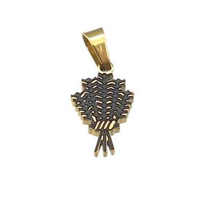 Feather Charms Stainless Steel Pendant Painted Gold Plated, approx 9.5-13mm