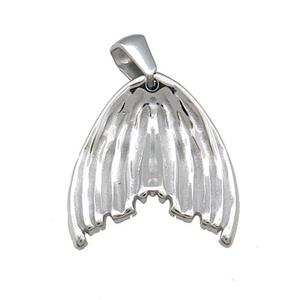 Raw Stainless Steel Angel Wings Pendant, approx 20-21mm