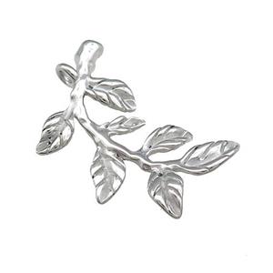 Raw Stainless Steel Leaf Pendant Branch, approx 20-30mm