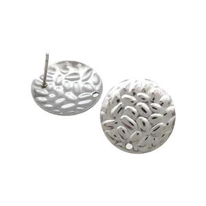 Raw Stainless Steel Stud Earrings Hammered, approx 16mm