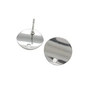 Raw Stainless Steel Stud Earring Circle, approx 12mm
