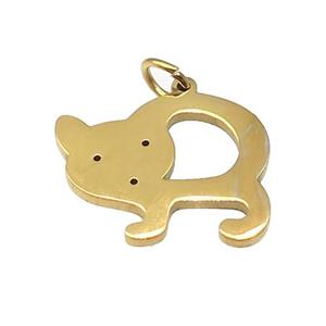 Cats Charms Stainless Steel Pendant Gold Plated, approx 16-18mm