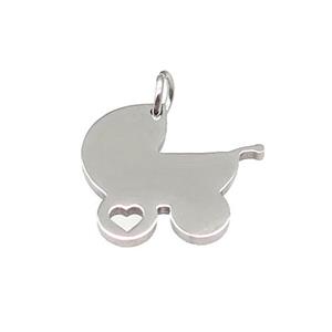 Baby Stroller Charms Raw Stainless Steel Pendant, approx 15-17mm